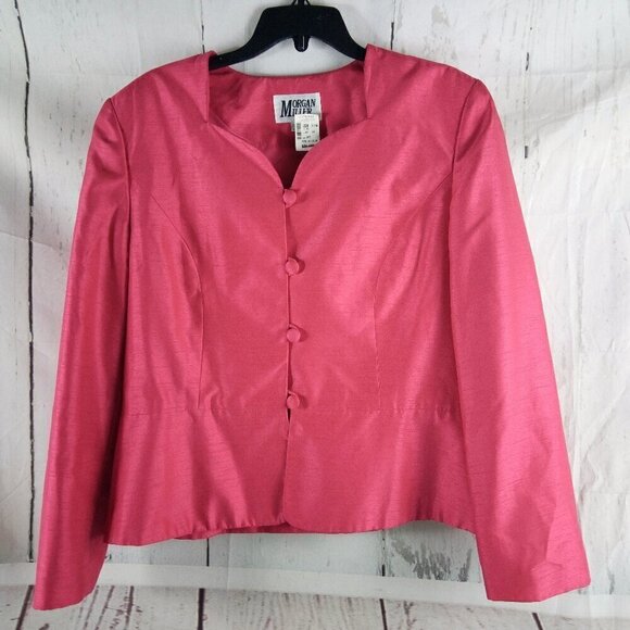 NWT Morgan Miller Womens Size 14 Hot Pink 4 Button Suit Jacket - Picture 1 of 12
